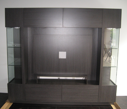 ENTERTAINMENT WALL FOR THIN PANEL MOUNTED TV - Greylight Matte Fronts w/ Greylight Matte Case