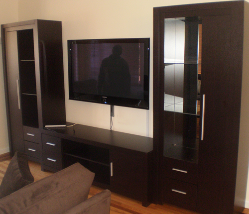 ENTERTAINMENT WALL FOR TABLE TOP TV - Wenge Matte Fronts w/ Wenge Matte Case