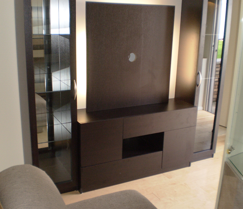 ENTERTAINMENT WALL FOR THIN PANEL MOUNTED TV - Wenge Matte Fronts w/ Wenge Matte Case