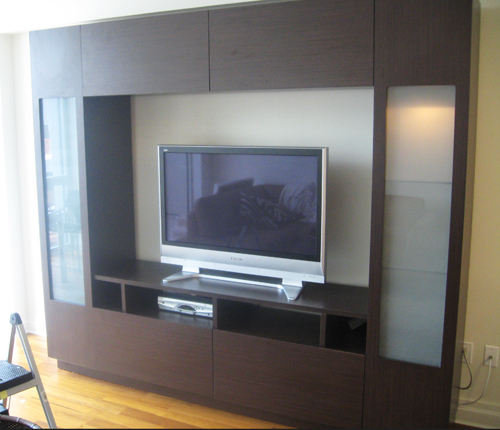 ENTERTAINMENT WALL FOR TABLE TOP TV - Wenge Matte Fronts w/ Wenge Matte Case