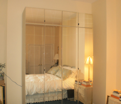 WARDROBE/CLOSET - Clear Bevel Mirror Fronts w/ White Matte Case