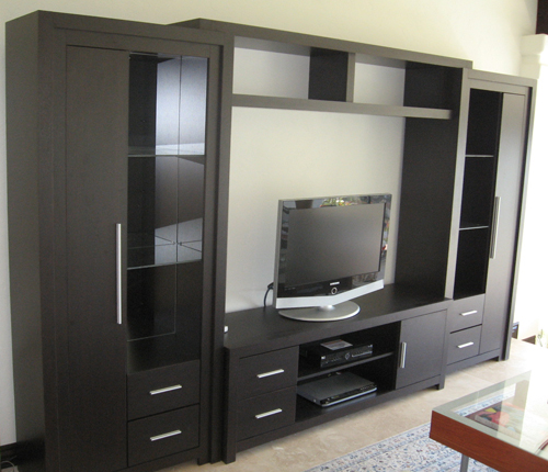 ENTERTAINMENT WALL FOR TABLE TOP TV - Wenge Matte Fronts w/ Wenge Matte Case