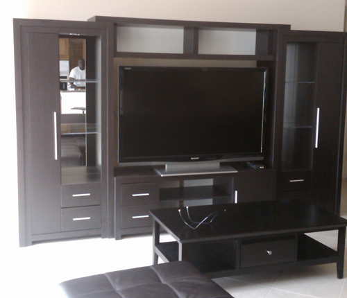 ENTERTAINMENT WALL FOR TABLE TOP TV - Wenge Matte Fronts w/ Wenge Matte Case