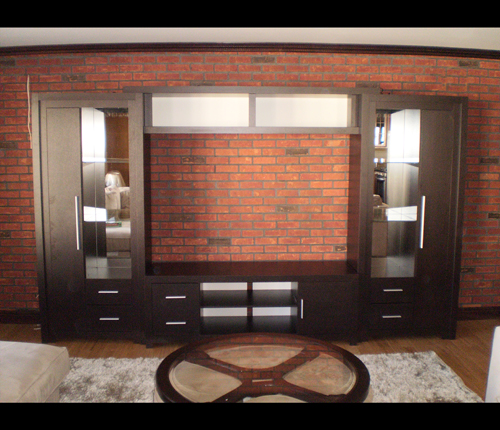 ENTERTAINMENT WALL FOR TABLE TOP TV - Wenge Matte Fronts w/ Wenge Matte Case