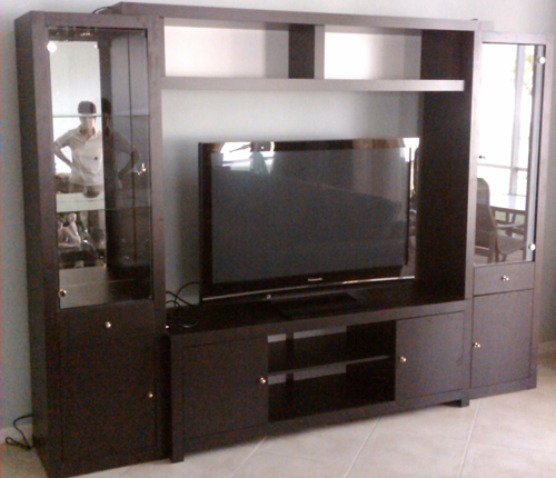 ENTERTAINMENT WALL FOR TABLE TOP TV - Wenge Matte Fronts w/ Wenge Matte Case