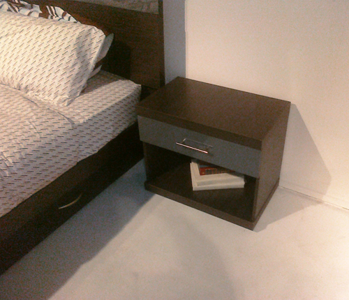 BEDROOM/NIGHT STAND - Distance Color Glass Fronts w/ Wenge Matte Case