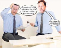 Flatpack rat pack ... Cameron and Clegg get to work